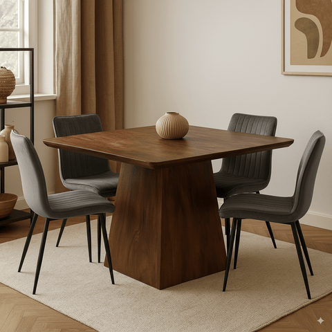 Mangohouten Eettafel Nova Vierkant 90x90 cm Donkerbruin Mahom