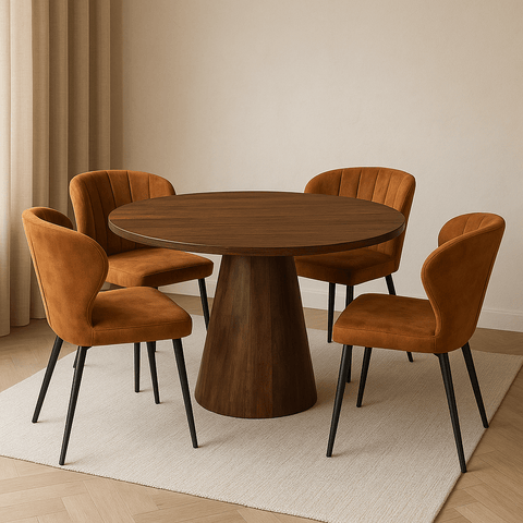 Mangohouten Eettafel Nova Rond 110 cm Donkerbruin Mahom