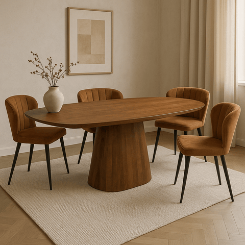 Mangohouten Eettafel Nova Deens Ovaal Donkerbruin 210×100 cm Mahom