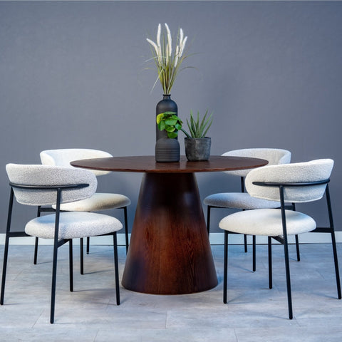 Eettafel Adelaide rond 120 cm Donker Walnoot Mahom