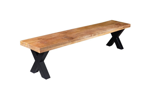 Mangohouten eetkamerbank Columbus X-poot 160x40 cm Mahom