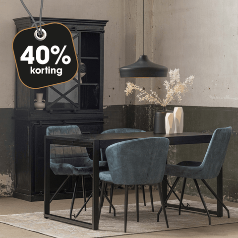 Mangohouten Eettafel Phoenix Black Rechthoek 200x90 cm Mahom