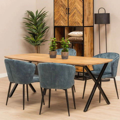 Mango wood dining table Salerno Danish Oval 200x100 cm Mahom