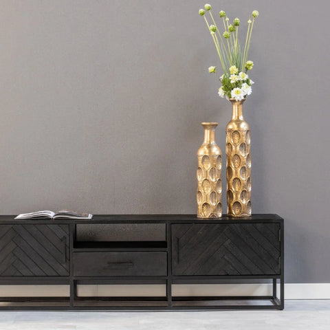 Mango Wood TV Furniture Toronto Black 180 cm Mahom