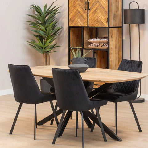 Mango wood dining table Vicenza Danish Oval 160x90 cm Mahom