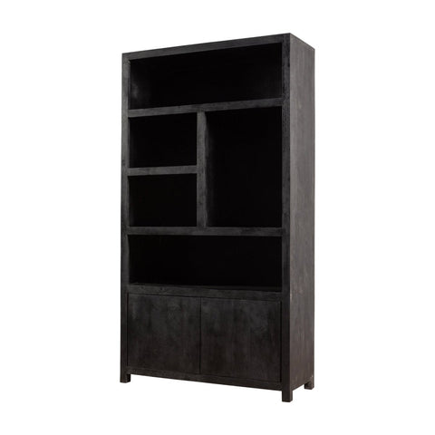 Mango wood Wall Cabinet Phoenix 120 cm Mahom (5 open compartments, 2 doors)