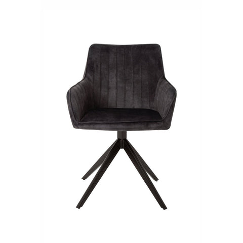 Cannes dining room chair Dark gray with black Mahom base