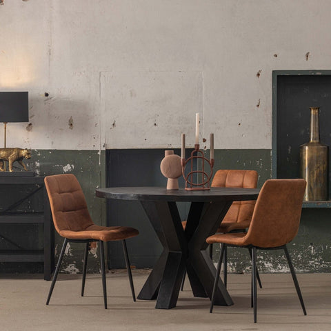 Mango Wood Dining Table Madison Black Round Ø 150 Mahom