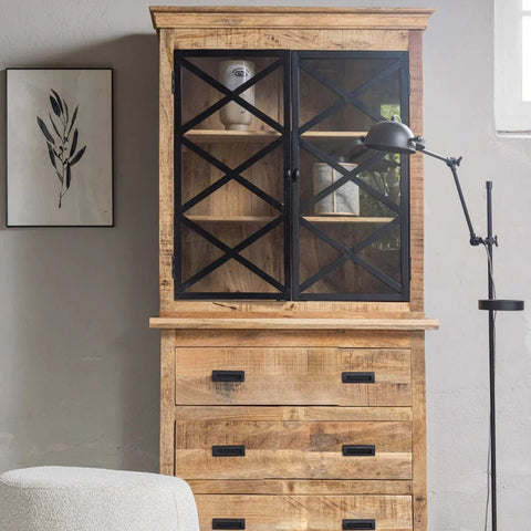 Mangohouten Buffetkast Denver 100 cm 6 lades X Mahom