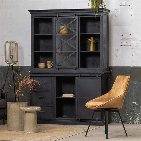 Mangohouten Buffetkast Denver Black 140 cm X Mahom