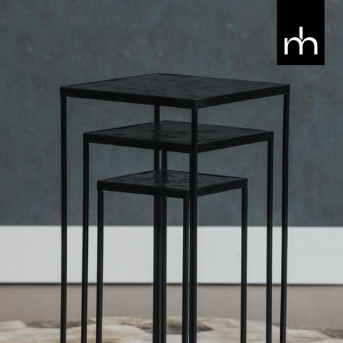 Mango Wood Side Table Dayton Black (set of 3) Mahom