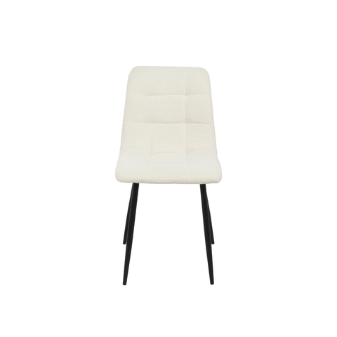 Dining room chair Arles white Bouclé fabric with black Mahom base