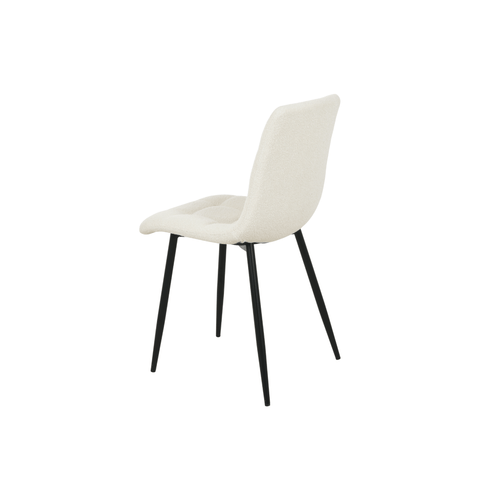 Dining room chair Arles white Bouclé fabric with black Mahom base