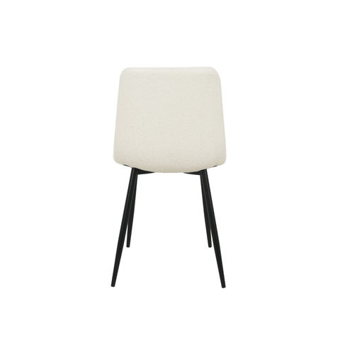 Dining room chair Arles white Bouclé fabric with black Mahom base