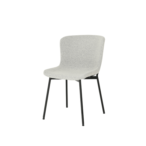 Dining room chair Lille Beige Bouclé fabric with black Mahom base