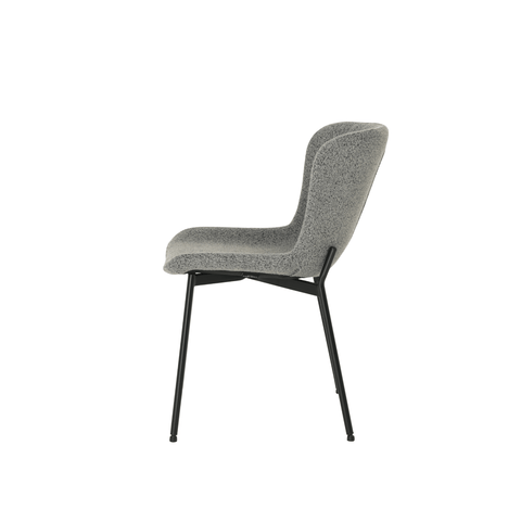 Dining room chair Lille Dark gray Bouclé fabric with black Mahom base