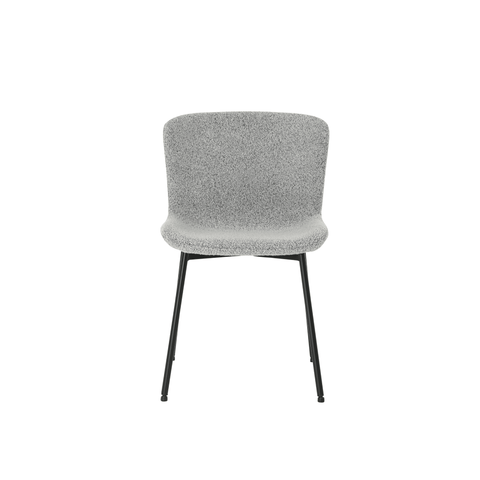 Dining room chair Lille Light gray Bouclé fabric with black Mahom base