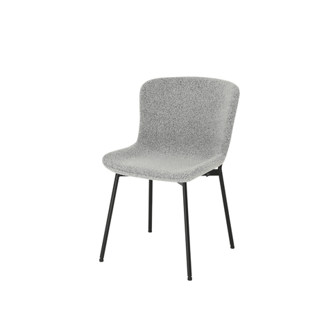 Dining room chair Lille Light gray Bouclé fabric with black Mahom base