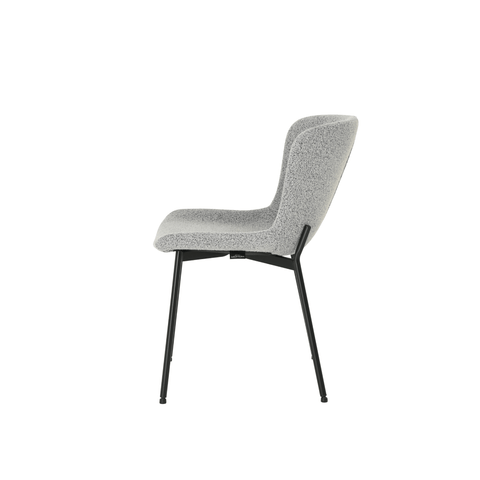 Dining room chair Lille Light gray Bouclé fabric with black Mahom base