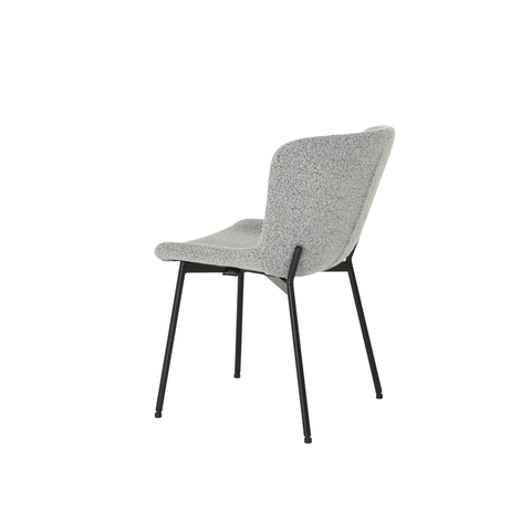 Dining room chair Lille Light gray Bouclé fabric with black Mahom base