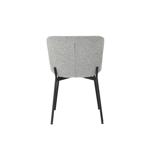 Dining room chair Lille Light gray Bouclé fabric with black Mahom base