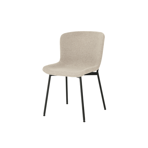 Dining room chair Lille Zand Bouclé fabric with black Mahom base