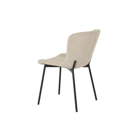 Dining room chair Lille Zand Bouclé fabric with black Mahom base