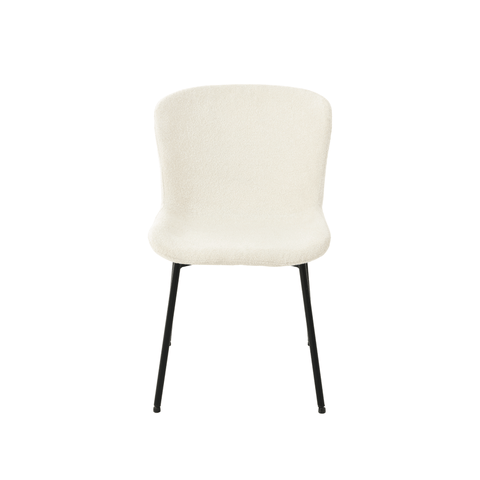 Dining room chair Lille white Bouclé fabric with black Mahom base