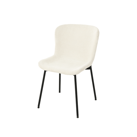 Dining room chair Lille white Bouclé fabric with black Mahom base