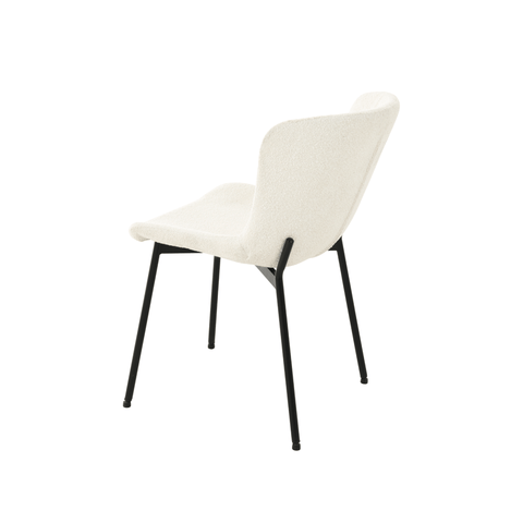 Dining room chair Lille white Bouclé fabric with black Mahom base