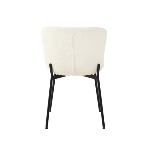 Dining room chair Lille white Bouclé fabric with black Mahom base