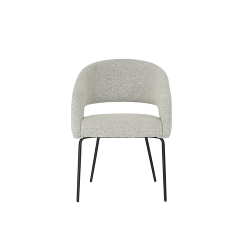 Dining room chair Rennes Beige Bouclé fabric with black Mahom base