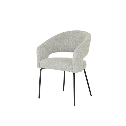 Dining room chair Rennes Beige Bouclé fabric with black Mahom base