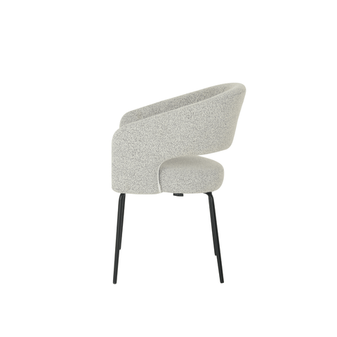 Dining room chair Rennes Beige Bouclé fabric with black Mahom base