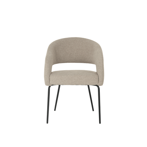 Dining room chair Rennes Sand Bouclé fabric with black Mahom base