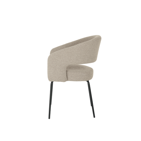 Dining room chair Rennes Sand Bouclé fabric with black Mahom base