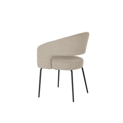 Dining room chair Rennes Sand Bouclé fabric with black Mahom base