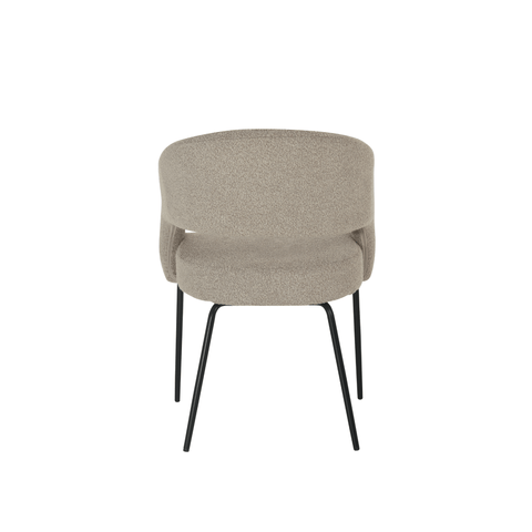 Dining room chair Rennes Sand Bouclé fabric with black Mahom base