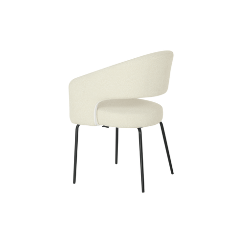 Rennes dining room chair White Bouclé fabric with black Mahom base 