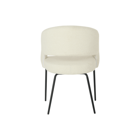 Rennes dining room chair White Bouclé fabric with black Mahom base 