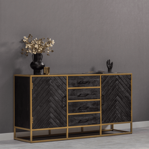 Mango Wood Sideboard Naples 210 cm Gold Mahom