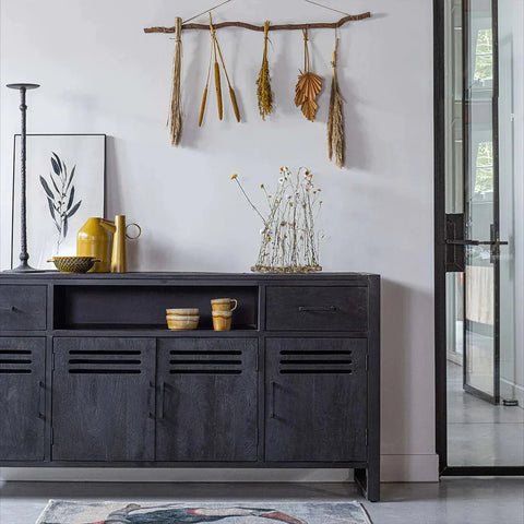 Mangohouten Dressoir Henderson Black 180 cm Mahom