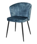 Eetkamerstoel Toulon Donkerblauw met zwart onderstel Mahom