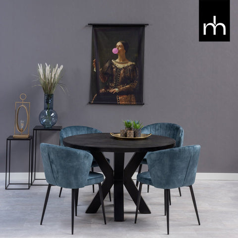 Dining room chair Toulon Dark blue with black Mahom base