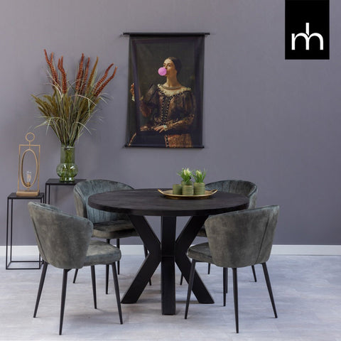 Dining room chair Toulon Dark green with black Mahom base