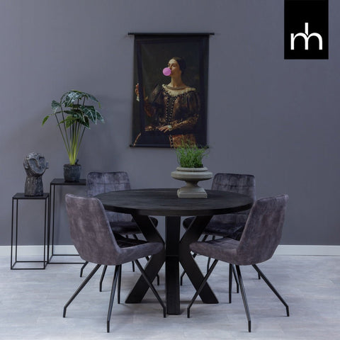 Dining room chair Toulouse Anthracite with black Mahom base