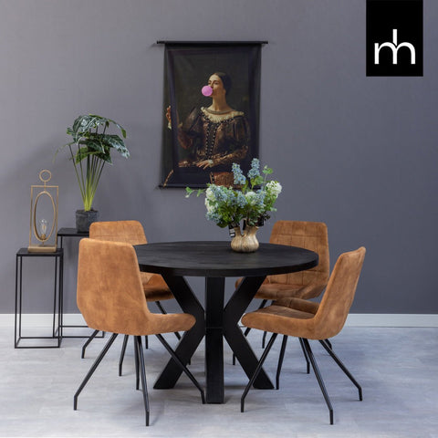 Dining room chair Toulouse Cognac with black Mahom base