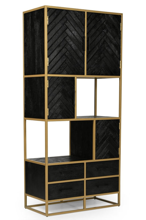 Mango Wood Compartment Cabinet Naples 90 cm Gold Mahom