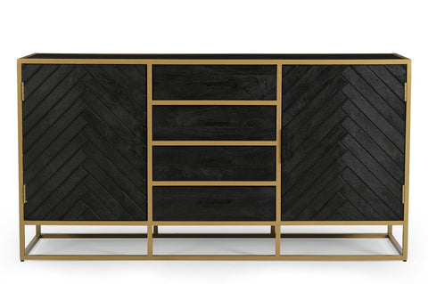 Mango Wood Sideboard Naples 165 cm Gold Mahom