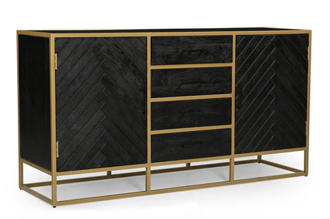 Mango Wood Sideboard Naples 165 cm Gold Mahom